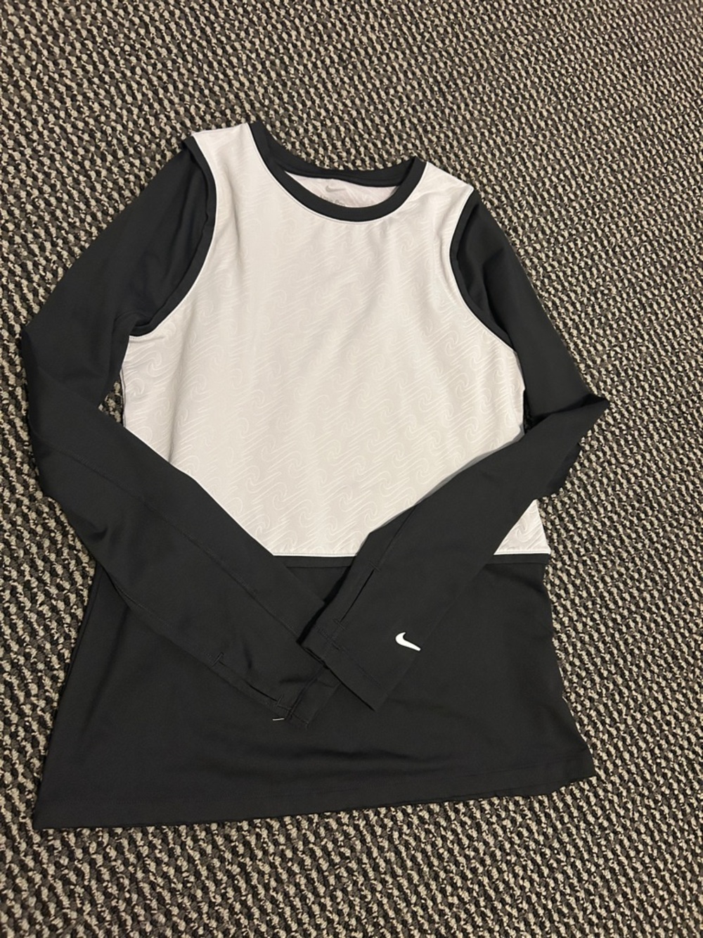 Nike Black and White Layered Compression Long Sleeve Top